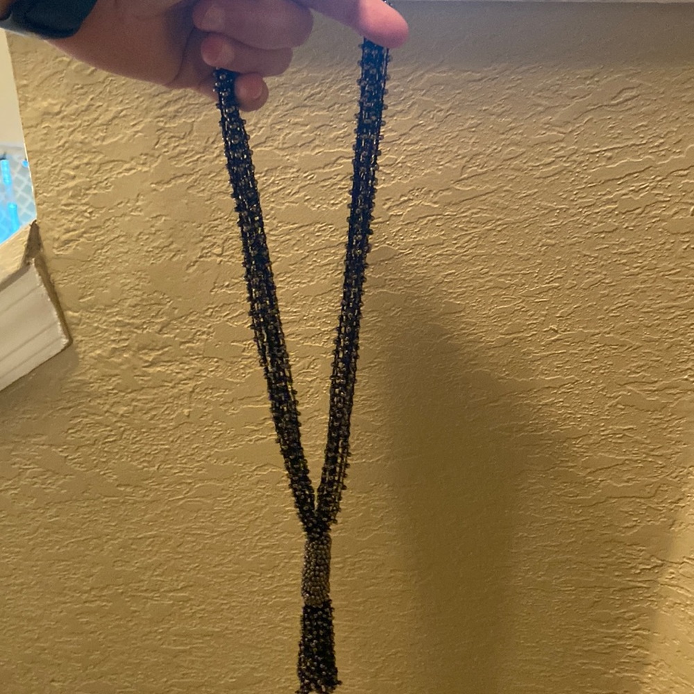 Shimmery black and silver necklace with small beads